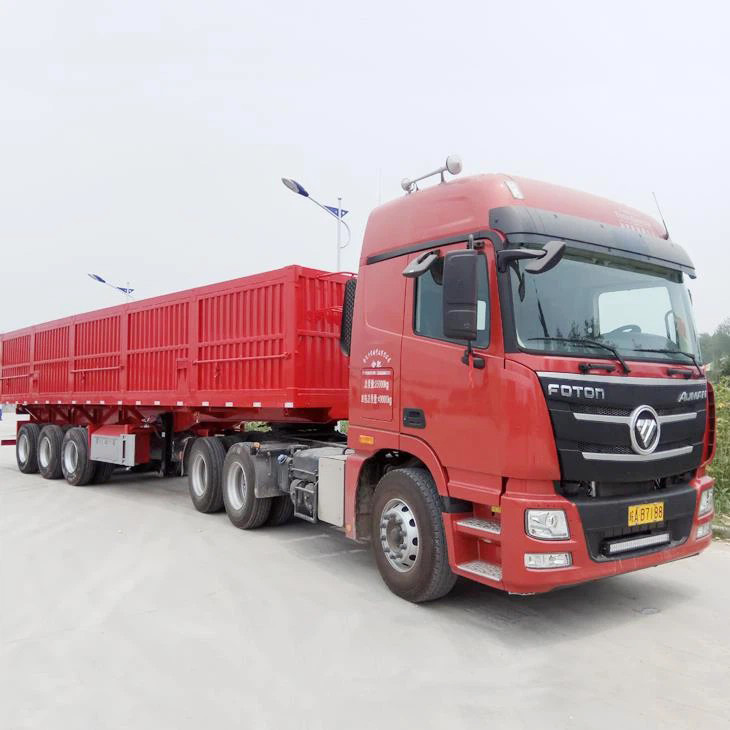 3 Axles 80tons Hydraulic Cylinder Container Cargo Box Side Dump Tipper Semi Trailer